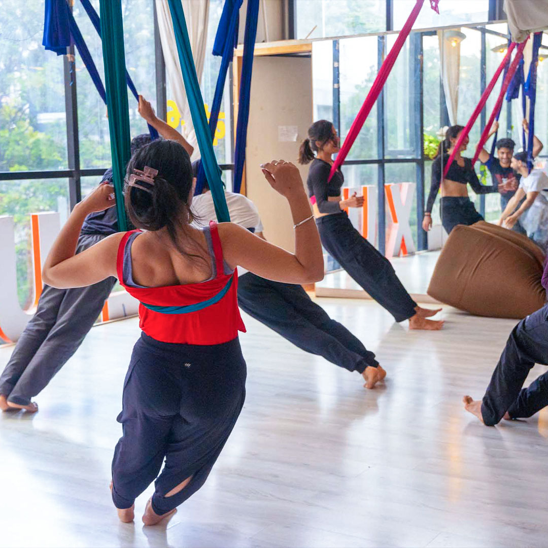 Work out at a sunny studio inside a multidisciplinary art space.